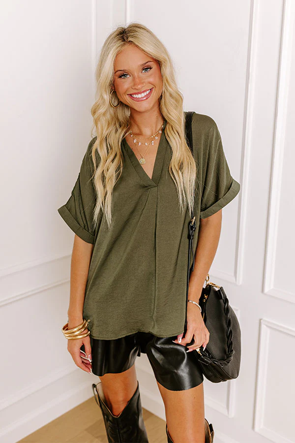 Stylish Setting Shift Top in Army Green - Image 4