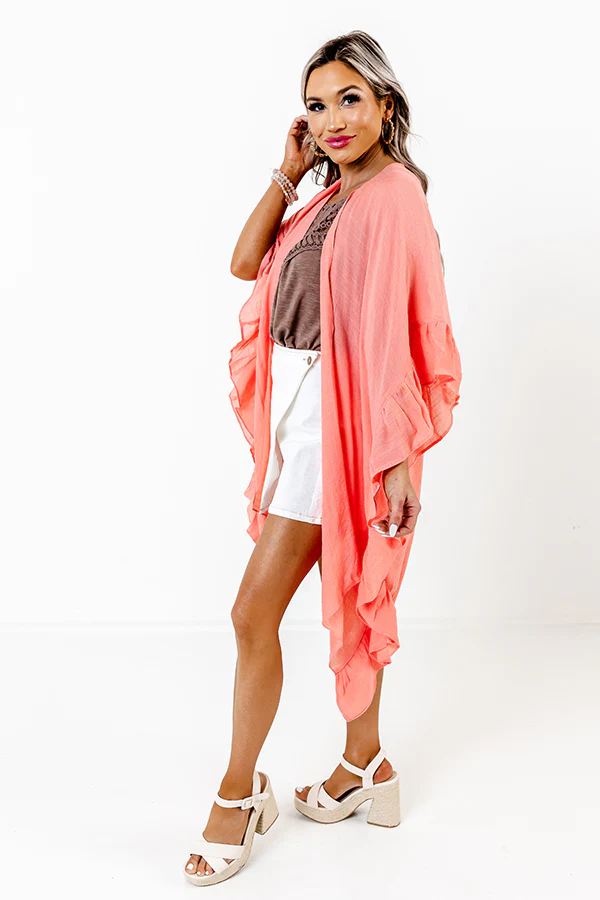 Summer Rhythm Ruffle Overlay In Coral - Image 3