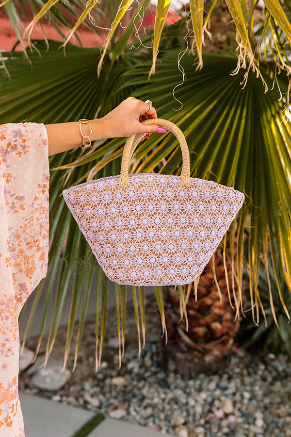 Sun And Fun Woven Bag In Lavender - Image 3