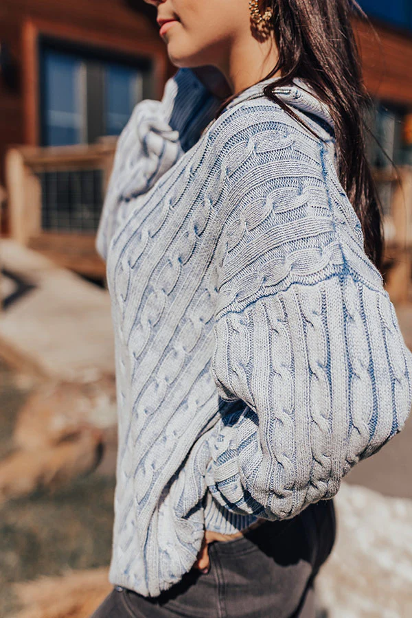 Sunday in St. Cloud Cable Knit Sweater in Airy Blue - Image 4