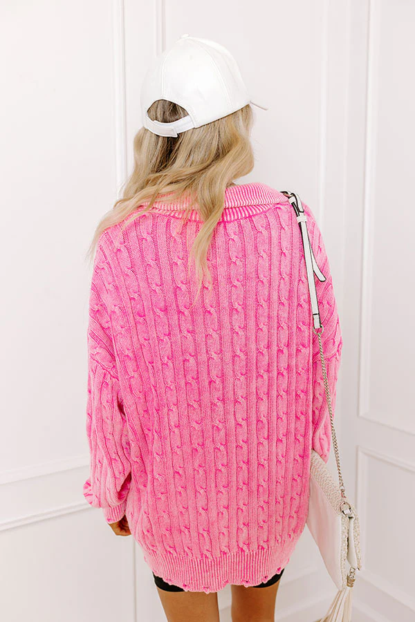 Sunday in St. Cloud Cable Knit Sweater in Pink - Image 4