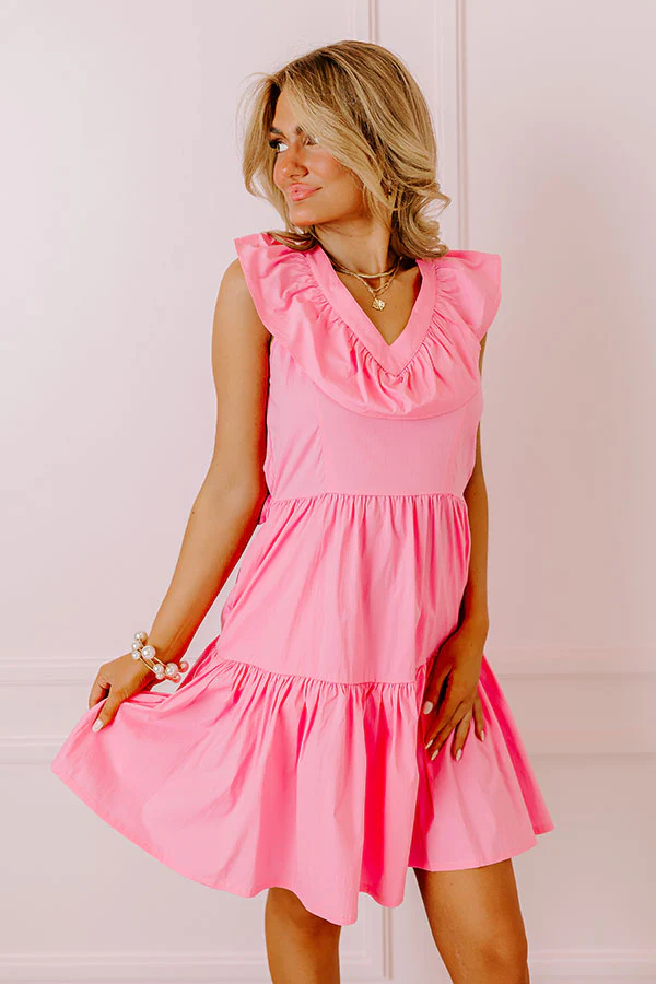 Sunny Pier Ruffle Dress In Pink - Image 4