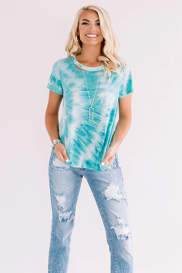 Surf Shack Tie Dye Tee In Turquoise - Image 3