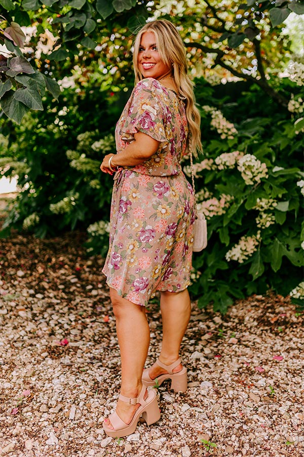 Sweet Like Honey Floral Mini Dress In Taupe Curves - Image 8