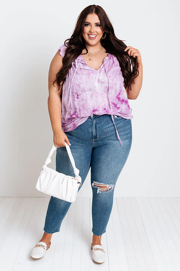 Sweet On Summer Tie Dye Shift Top in Purple Curves - Image 3