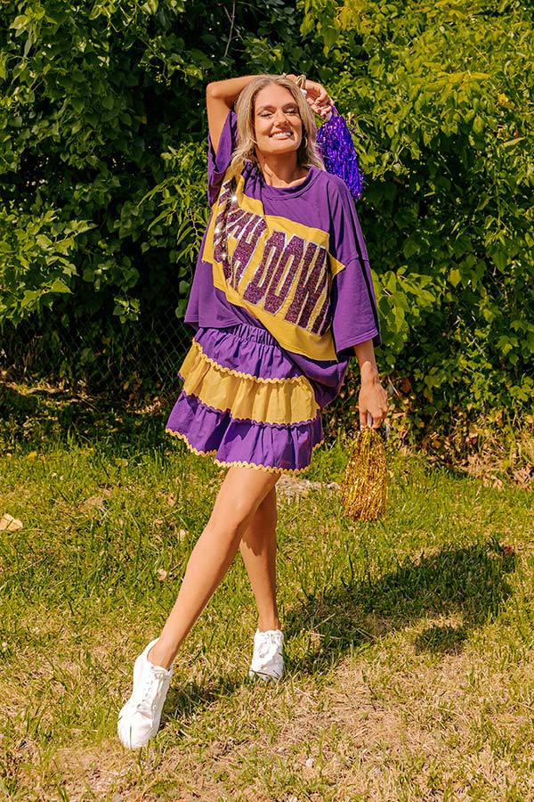 Tailgate Cutie High Waist Tiered Mini Skirt in Purple - Image 2