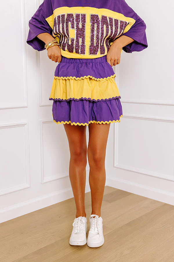 Tailgate Cutie High Waist Tiered Mini Skirt in Purple - Image 3
