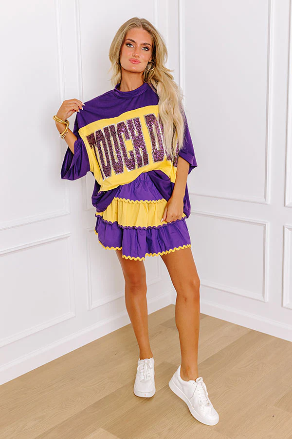 Tailgate Cutie High Waist Tiered Mini Skirt in Purple - Image 4
