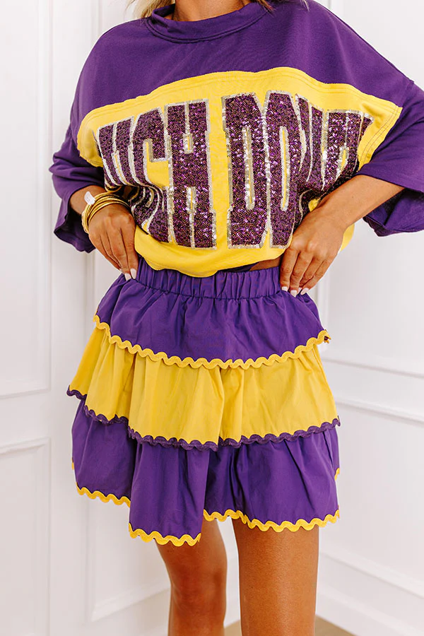 Tailgate Cutie High Waist Tiered Mini Skirt in Purple - Image 5