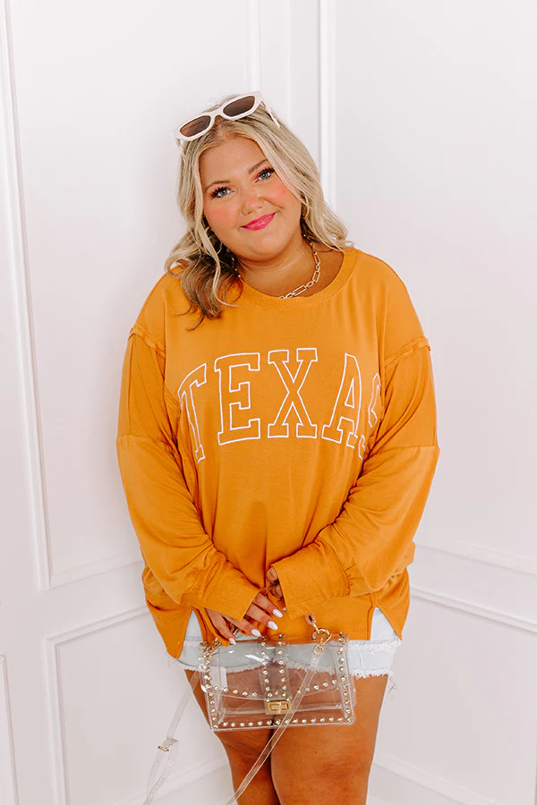Texas Embroidered Oversized Top in Rust Curves - Image 4