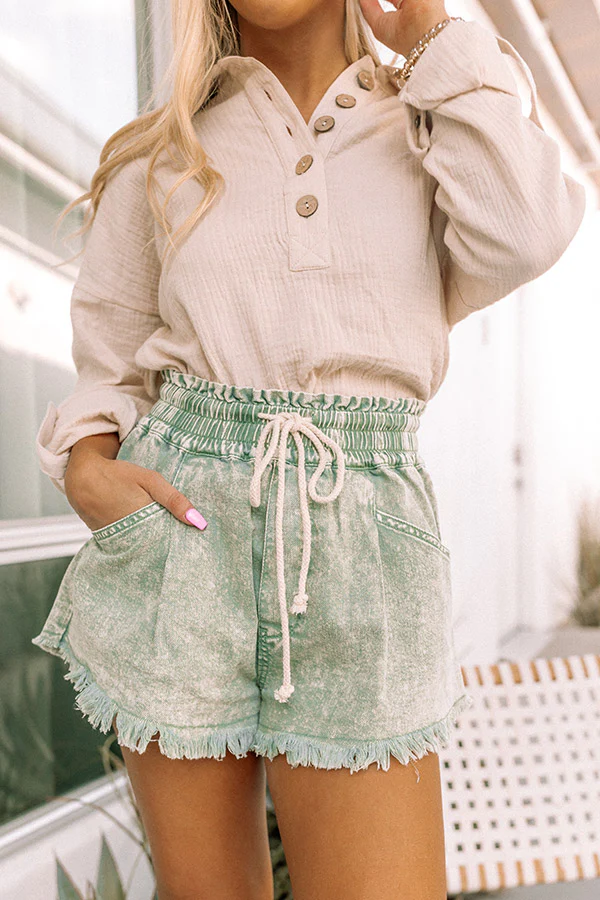 The Ashby High Waist Shorts in Green - Image 5