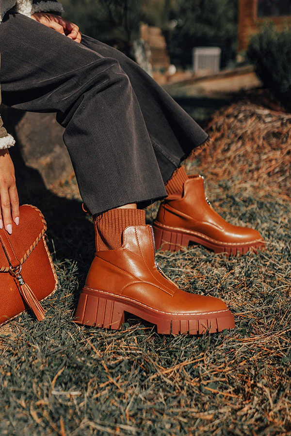 The Ashley Faux Leather Boot In Brown - Image 4