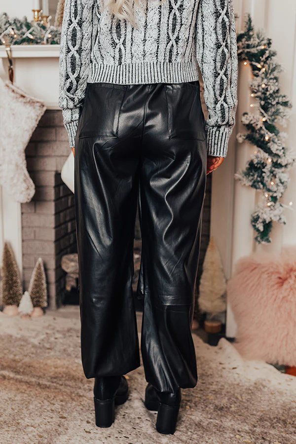 The Aubrey High Waist Faux Leather Pants In Black - Image 3