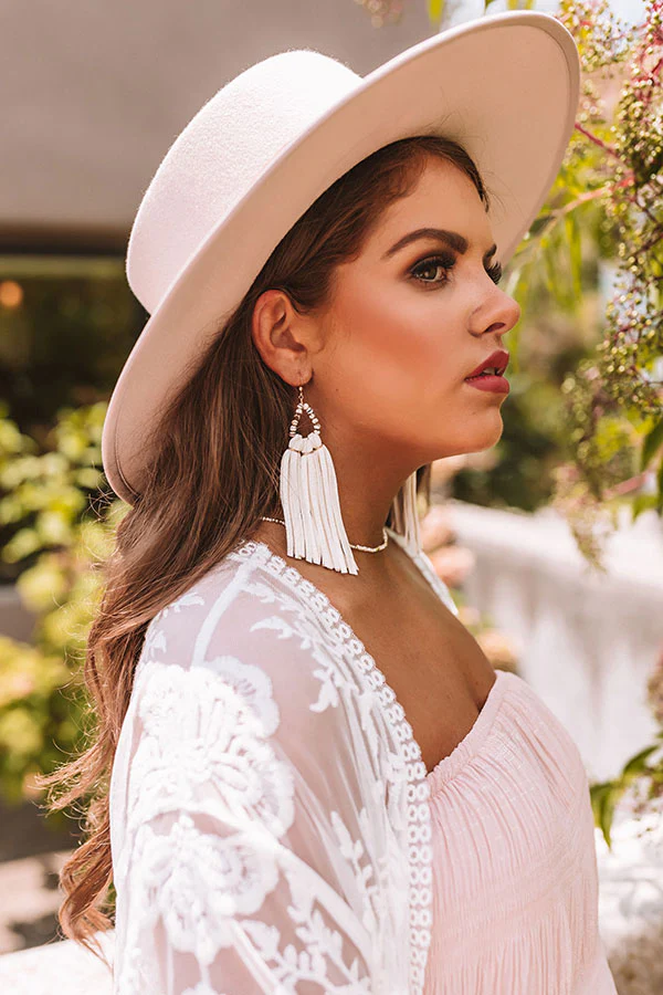 The Aurora Tassel Earrings in White - Image 3