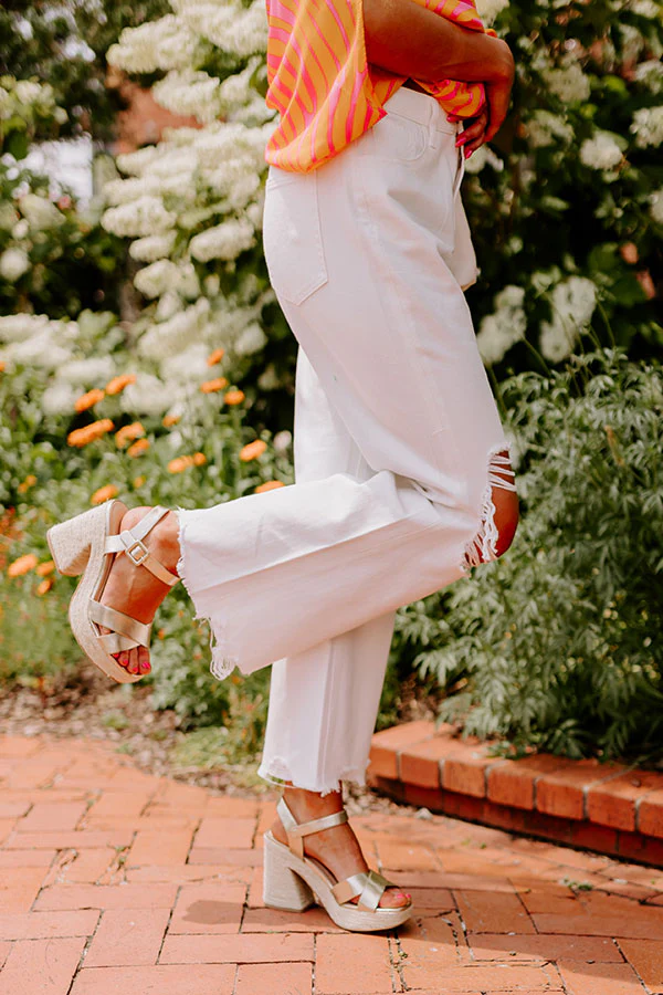 The Averie High Waist Distressed Straight Leg Jean in Ivory - Image 6