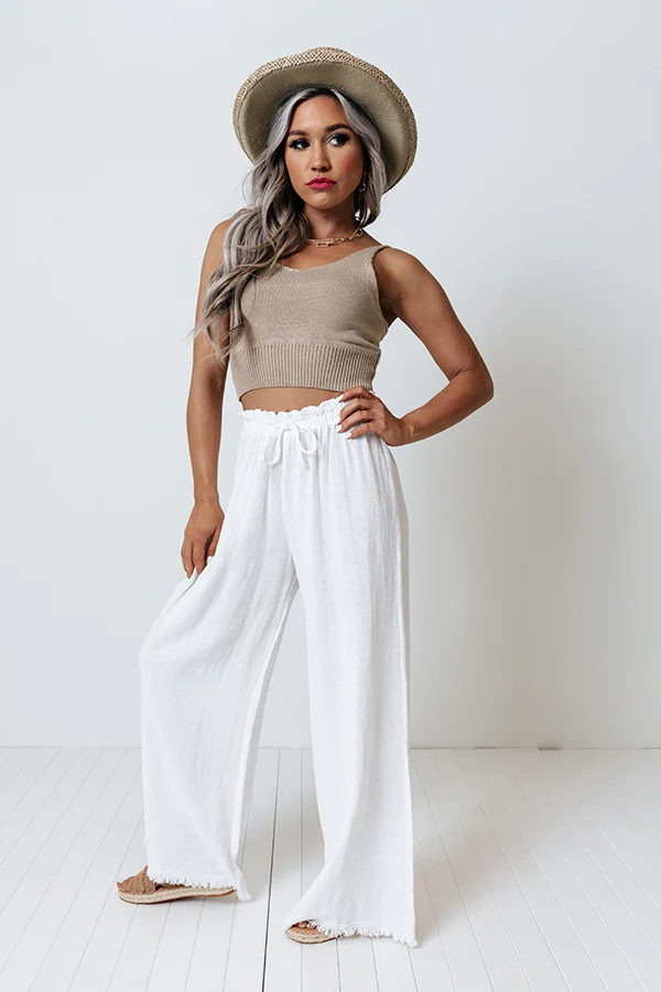 The Banks High Waist Linen-Blend Pants In White - Image 9