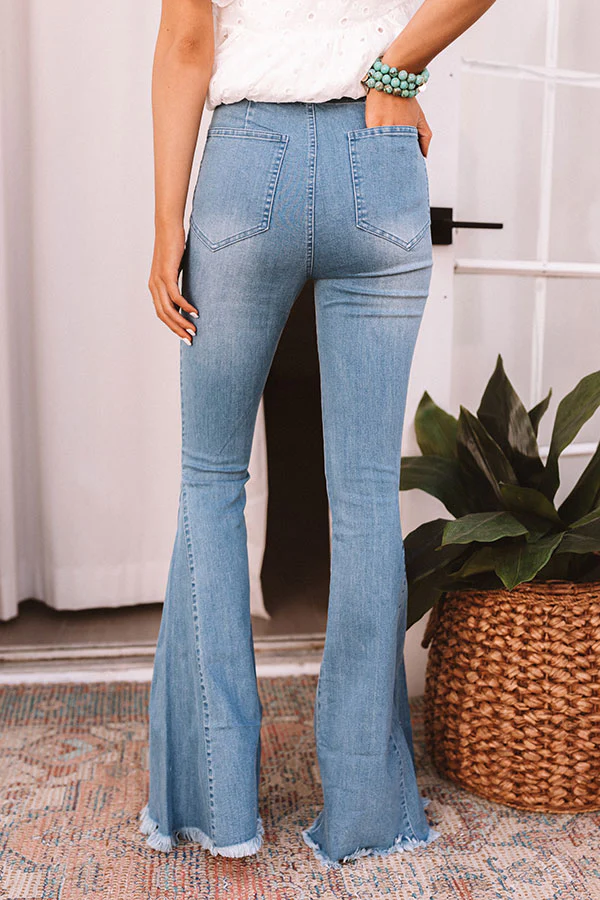 The Blakely High Waist Flares In Light Wash - Image 4