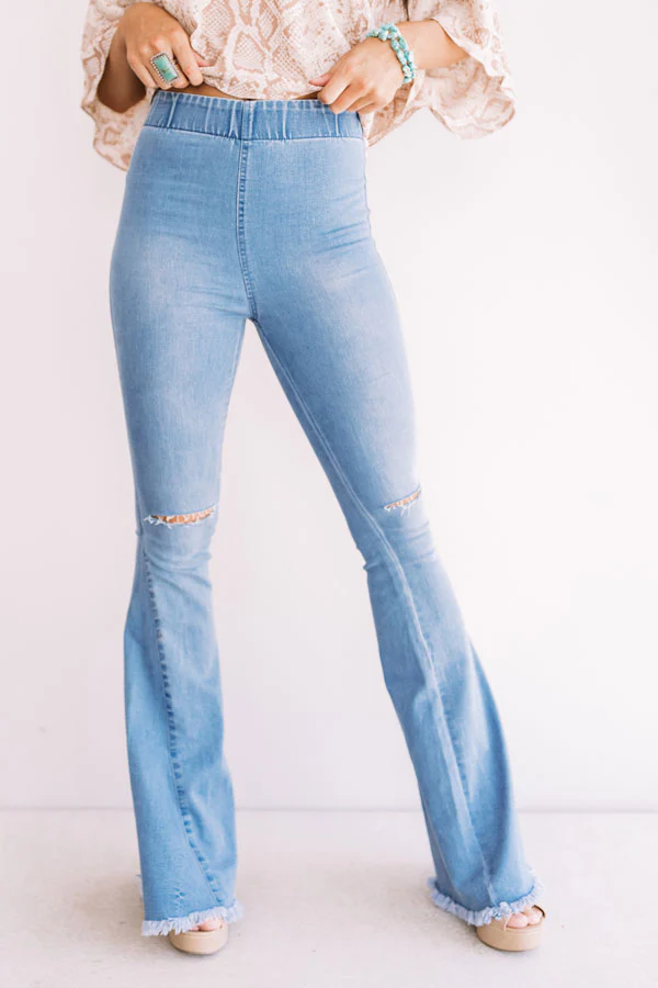 The Blakely High Waist Flares In Light Wash - Image 6