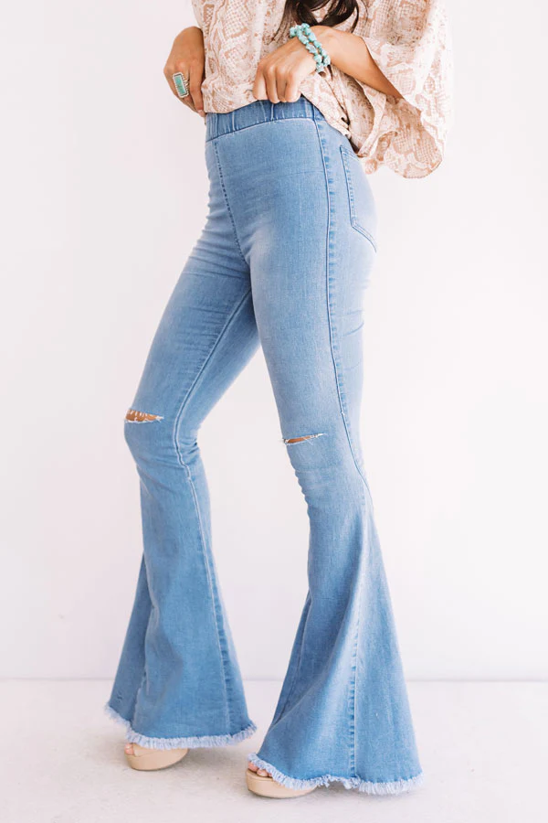 The Blakely High Waist Flares In Light Wash - Image 7