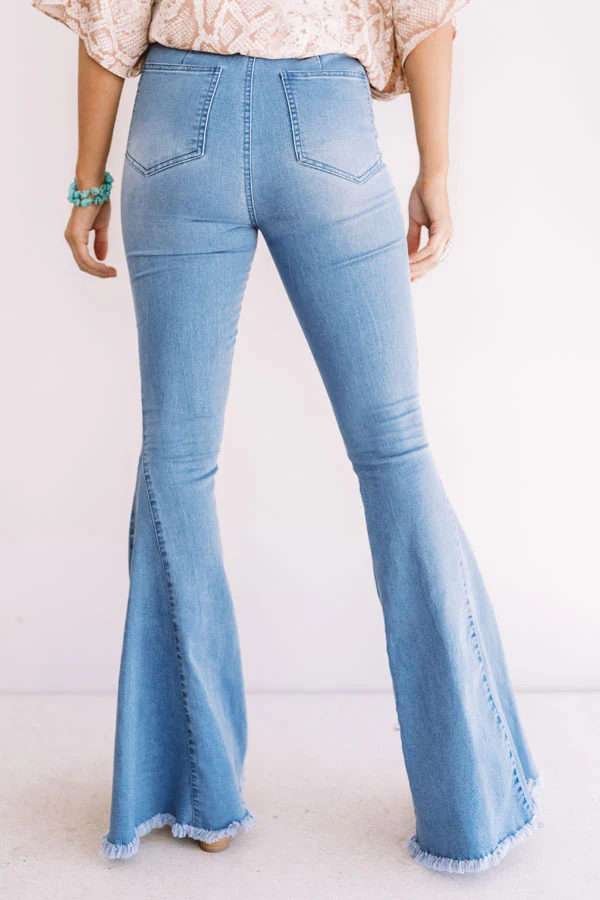 The Blakely High Waist Flares In Light Wash - Image 8