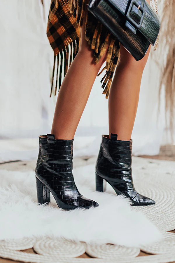 The Charlee Faux Leather Ankle Bootie In Black - Image 6