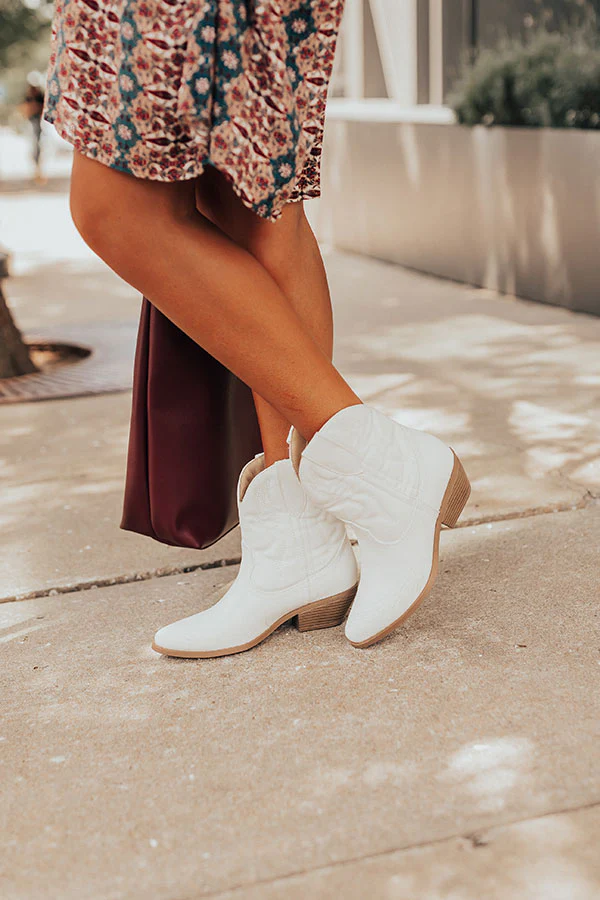 The Coop Faux Leather Cowboy Boot In White - Image 3