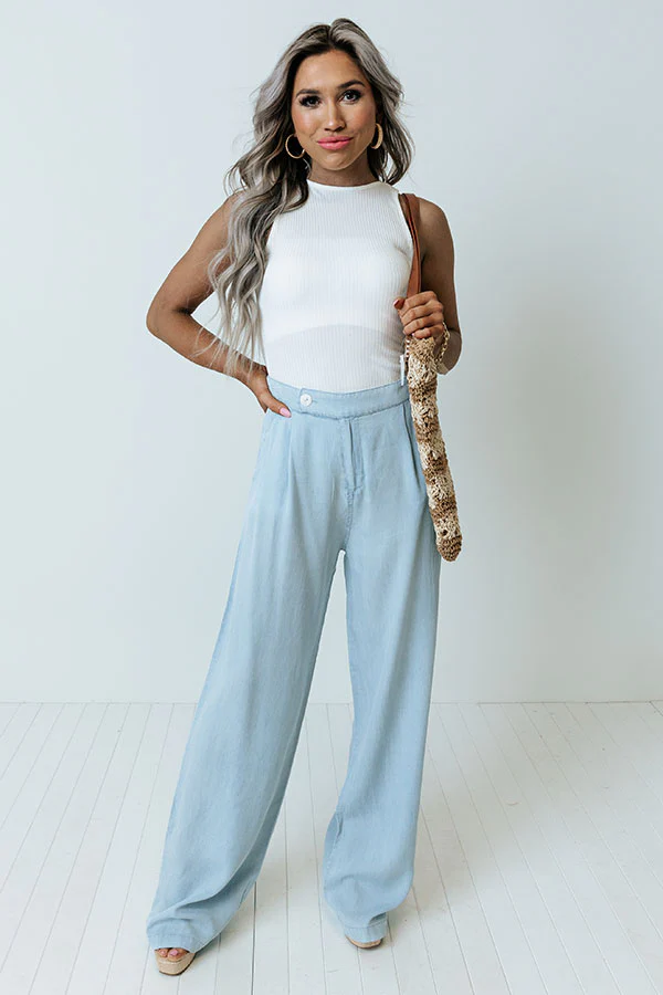 The Elain High Waist Chambray Pants - Image 2