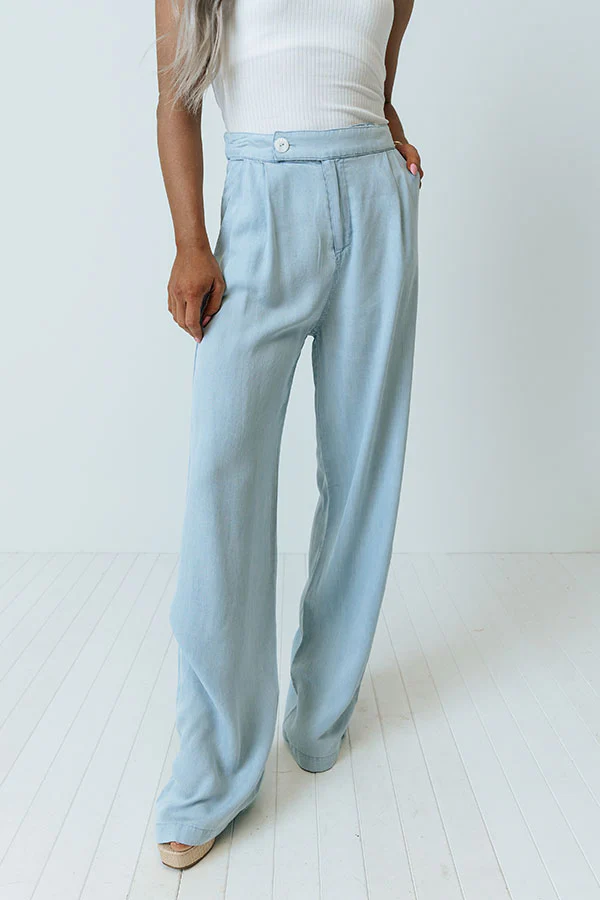 The Elain High Waist Chambray Pants - Image 3