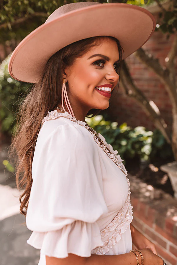 The Elaine Leather Earrings in Rose - Image 3