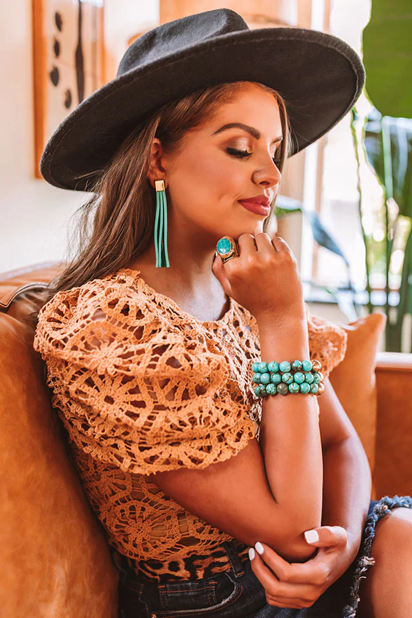 The Elaine Leather Earrings in Seafoam - Image 3