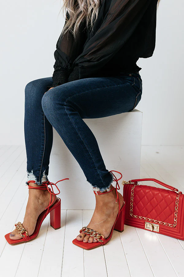 The Emilio Lace Up Heel In Red - Image 6