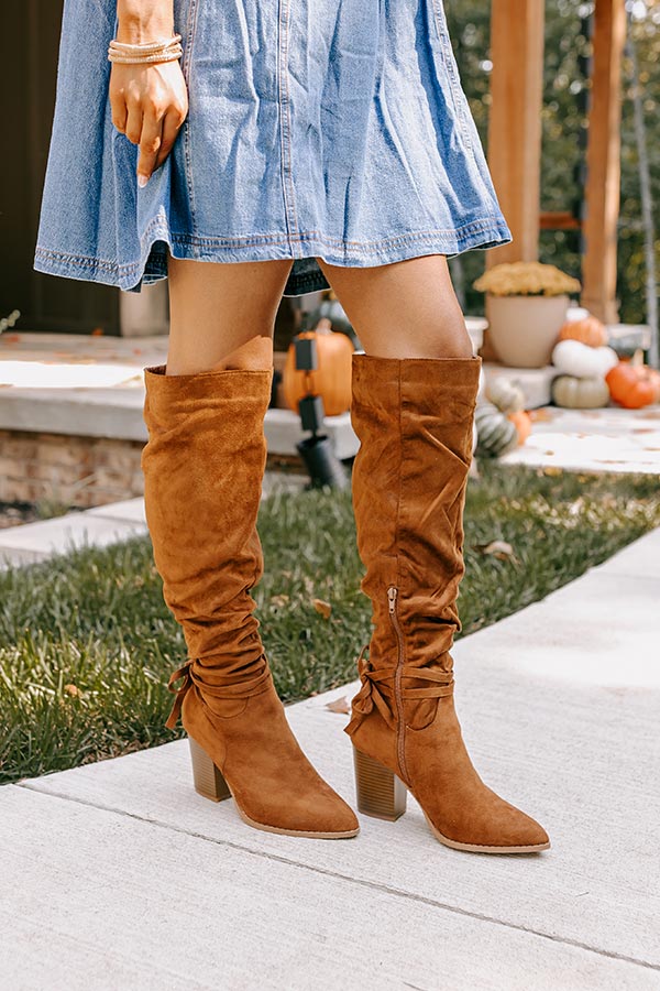 The Evelyn Faux Suede Knee High Boot In Brown - Image 2