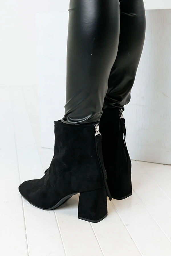 The Fabina Faux Suede Bootie In Black - Image 6