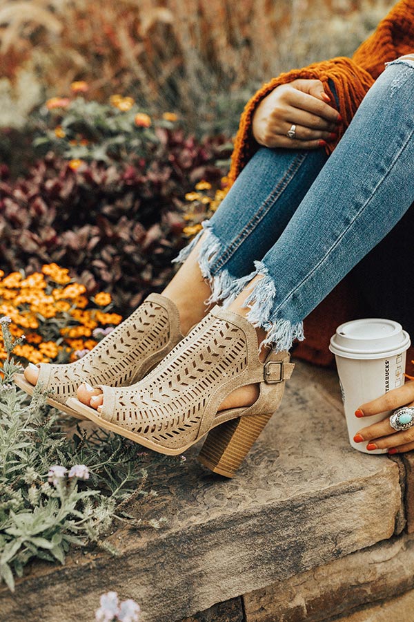 The Farrah Peep Toe Bootie in Iced Latte - Image 2