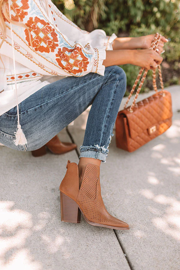 The Franco Perforated Bootie In Brown - Image 4