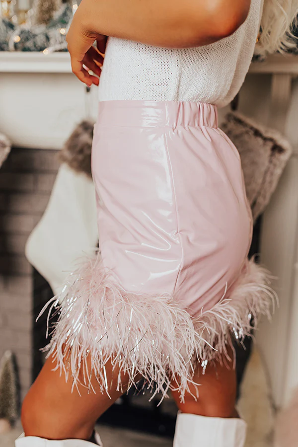 The Freesia Patent Feather Skirt In Blush - Image 5