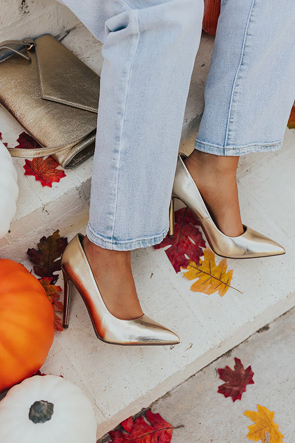 The Galilea Patent Heel In Gold - Image 6
