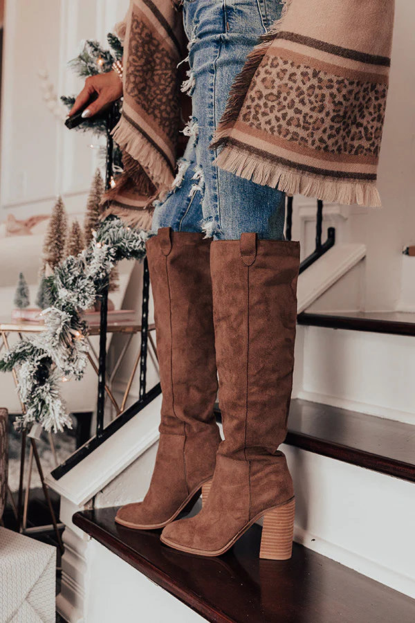 The Gracelynn Faux Suede Thigh High Boot In Mocha - Image 4