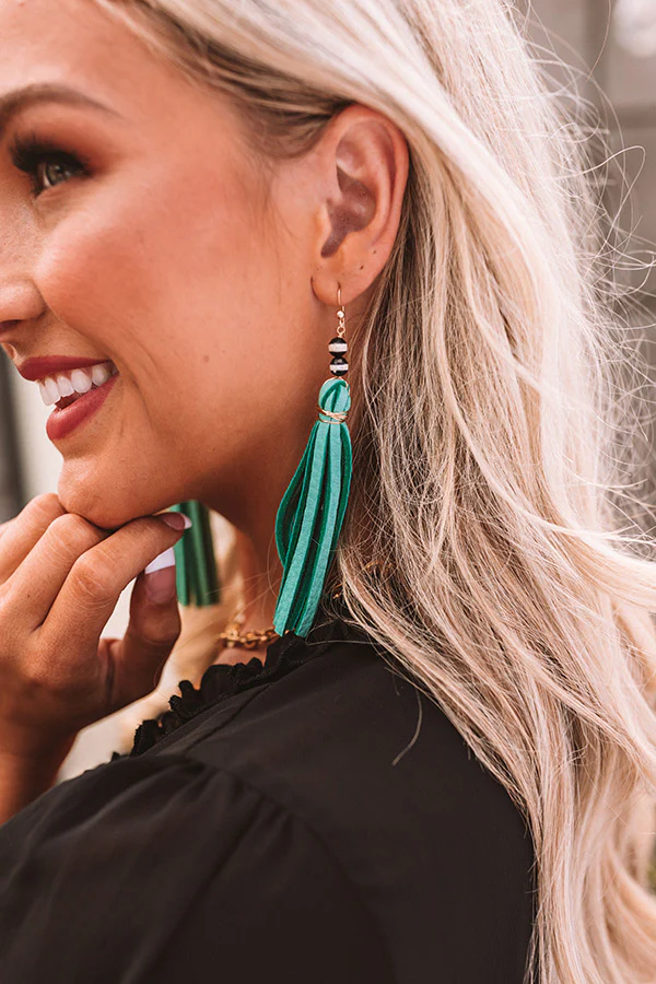 The Harper Tassel Earrings in Seafoam - Image 2