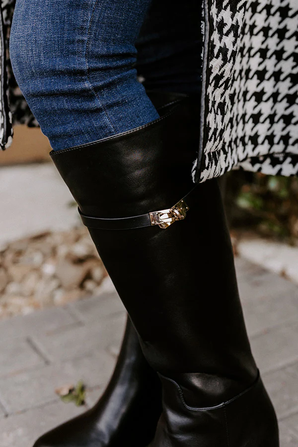The Jake Faux Leather Knee High Boot In Black - Image 3