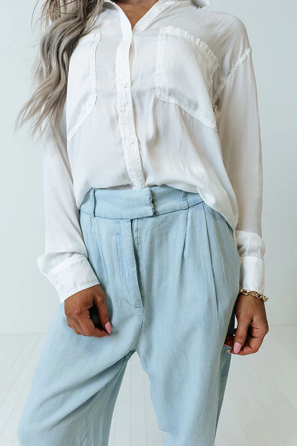 The Junie High Waist Chambray Pants - Image 8