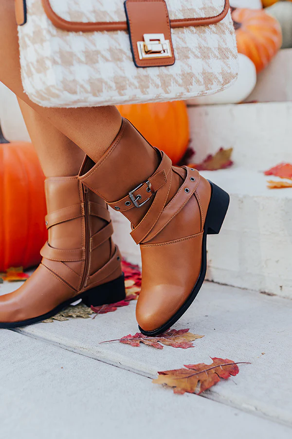 The Kristen Faux Leather Boot In Camel - Image 3