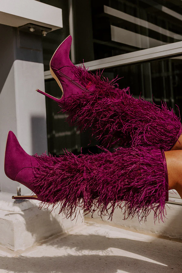 The Leonie Feather Knee High Boot In Orchid - Image 3