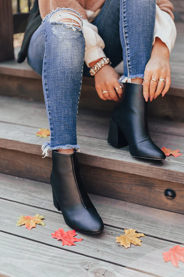 The Madeline Faux Leather Bootie In Black - Image 2