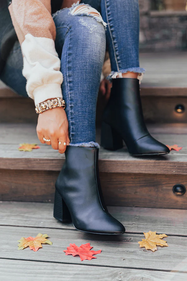 The Madeline Faux Leather Bootie In Black - Image 3
