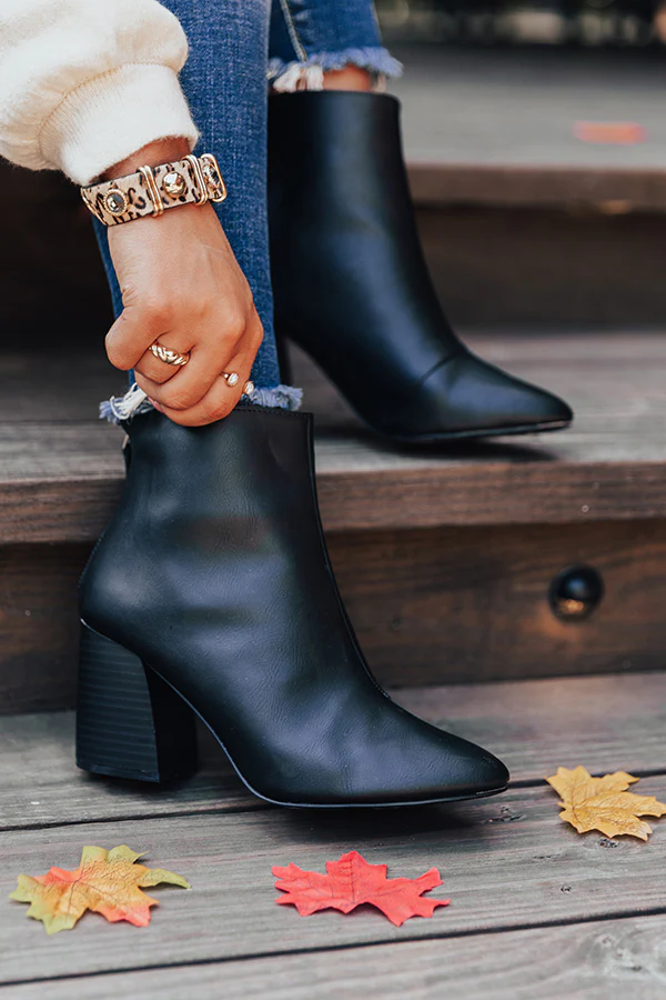 The Madeline Faux Leather Bootie In Black - Image 4