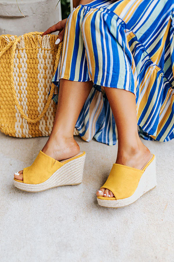 The Mariposa Faux Suede Wedge In Mustard - Image 4