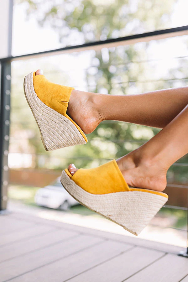 The Mariposa Faux Suede Wedge In Mustard - Image 5