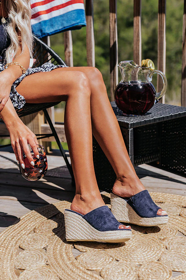 The Mariposa Faux Suede Wedge In Navy - Image 3