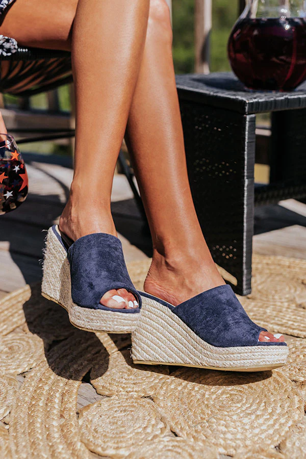 The Mariposa Faux Suede Wedge In Navy - Image 4